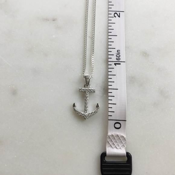Sterling Silver Cz Anchor Necklace - Picture 3 of 15